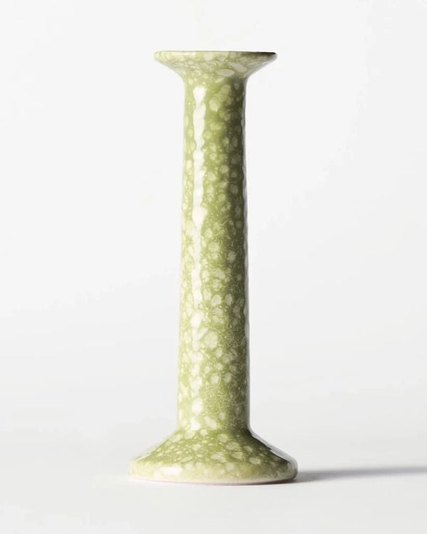 kandelaar ⌀8x20cm Zwier keramiek spikkel groen