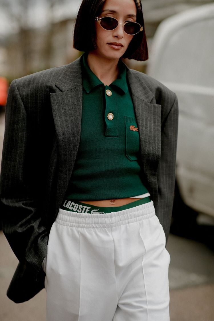 Street style, Alexandra Guerain arriving at Lacoste Fall-Winter 2024-2025 show, held at Roland Garros, Paris, France, on March , 2024. Photo by Marie-Paola Bertrand-Hillion/ABACAPRESS.COM