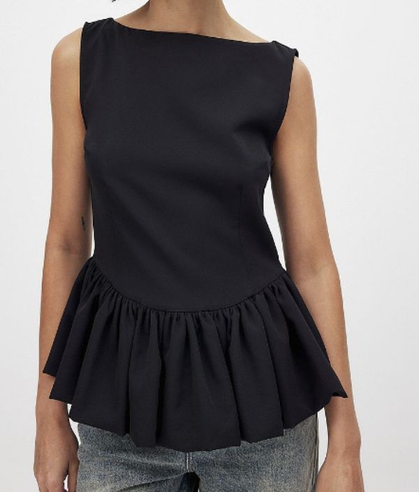 NA-KD peplum top zwart