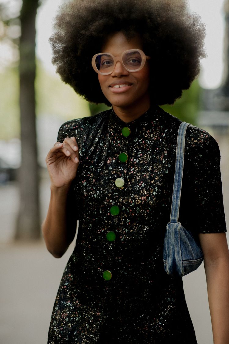 Street style, arriving at Patou Spring-Summer 2023 show, held at Salle Wagram, Paris, France, on July 2, 2023. Photo by Marie-Paola Bertrand-Hillion/ABACAPRESS.COM
