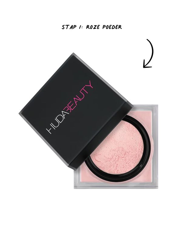 huda beauty roze poeder powder mapping