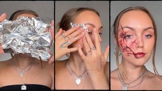 halloween make-uptruc aluminiumfolie