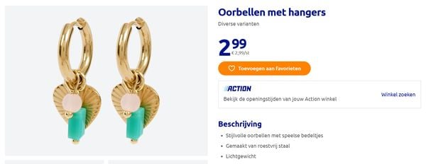 Action oorbellen