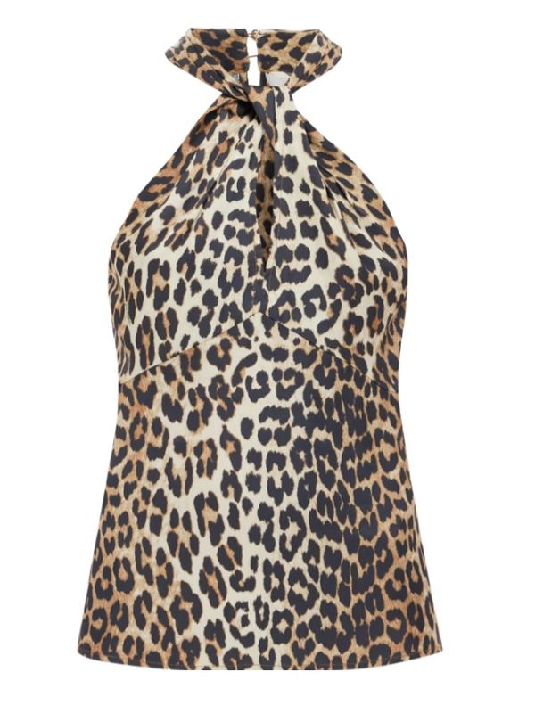 GANNI top leopard print satijn