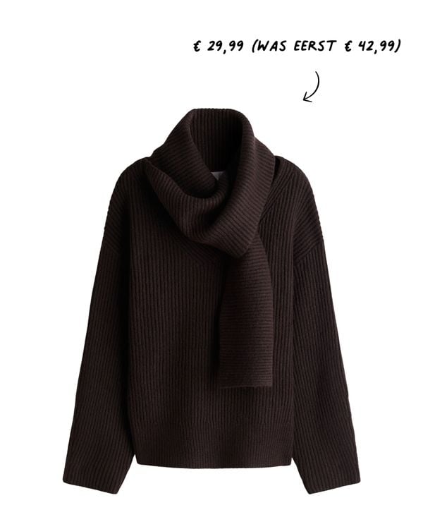 Gebreide bruine trui met sjaal