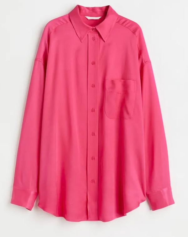 satijnen blouse in roze kleur