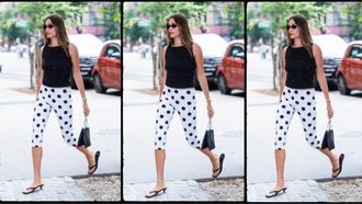 capri broek hailey bieber omstreden polkadot