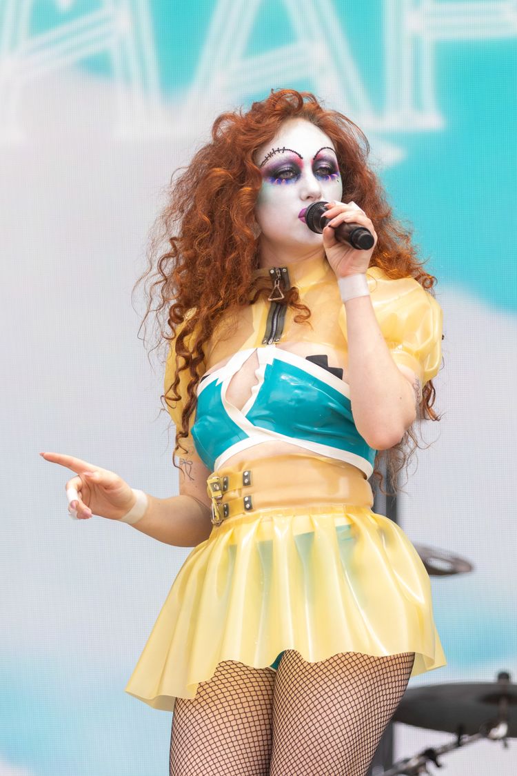 Chappell Roan during the Bonnaroo Music and Arts Festival on June 16, 2024, in Manchester, Tennessee (Photo by Daniel DeSlover/Sipa USA)