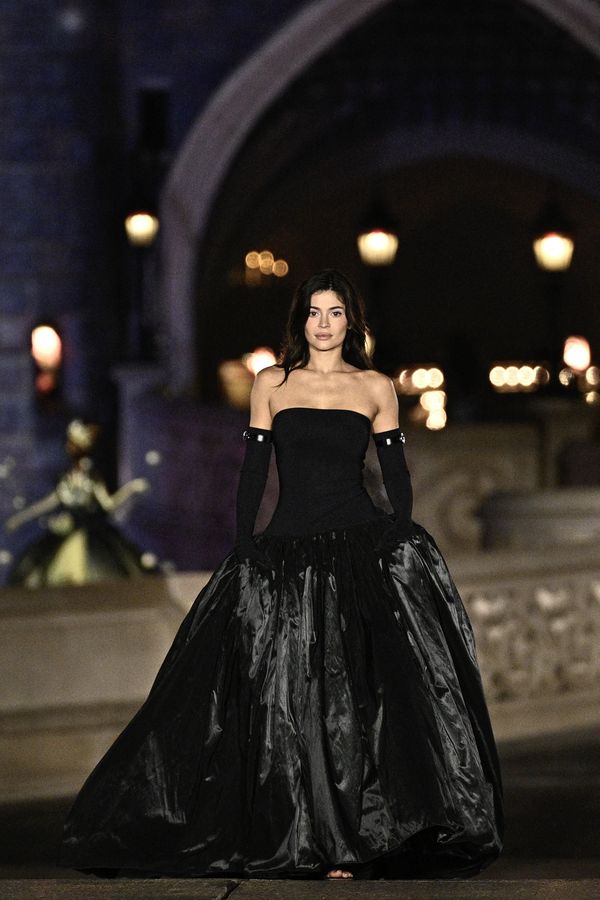 US influencer and entrepreneur Kylie Jenner presents a creation by Coperni for the Women Ready-to-wear Spring-Summer 2025 collection as part of the Paris Fashion Week, at Disneyland Paris amusement park, in Marne-la-Vallee, east of Paris, on October 1st, 2024.
